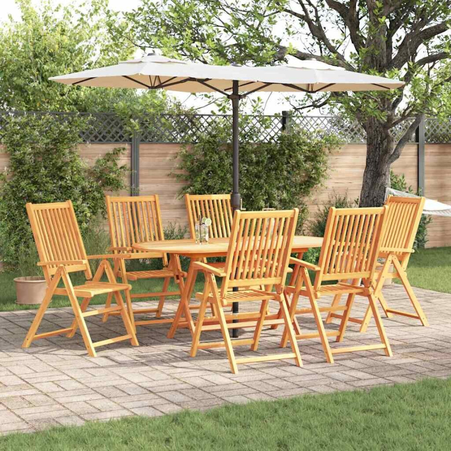vidaXL Tuin eettafelset 7 pcs Bruin Massief Acaciahout afbeelding 1