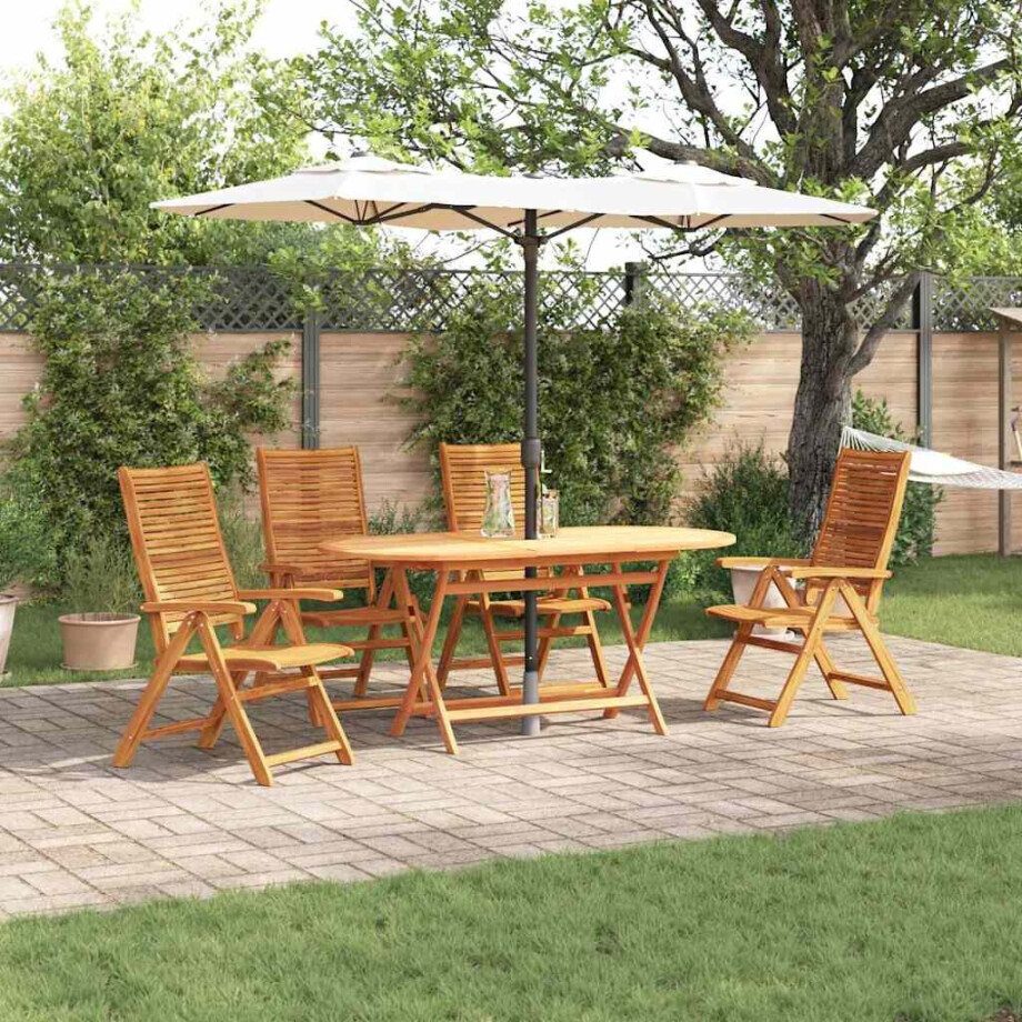 vidaXL Tuin eettafelset 5 pcs Bruin Massief Acaciahout vidaXL Tuin eettafelset 5 pcs Bruin Massief Acaciahout afbeelding 1