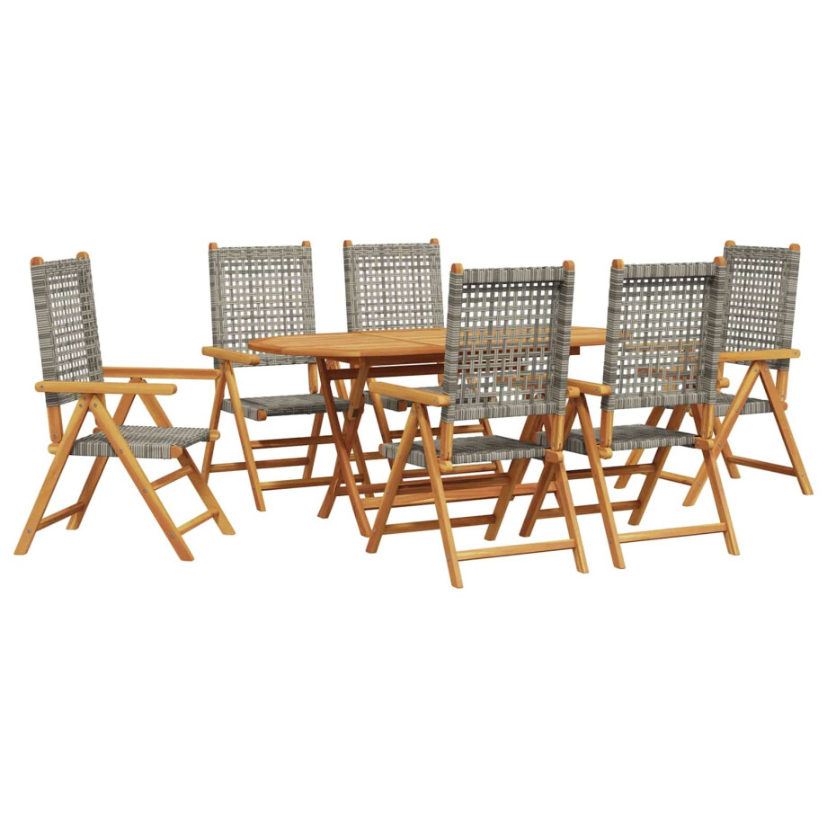 vidaXL Tuin eettafelset 7 pcs Grijs Massief Acaciahout vidaXL Tuin eettafelset 7 pcs Grijs Massief Acaciahout afbeelding 1