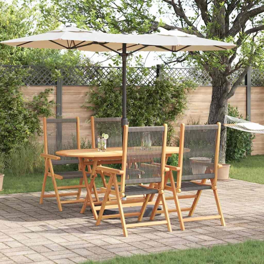 vidaXL Tuin eettafelset 5 pcs Grijs Massief Acaciahout vidaXL Tuin eettafelset 5 pcs Grijs Massief Acaciahout afbeelding 1
