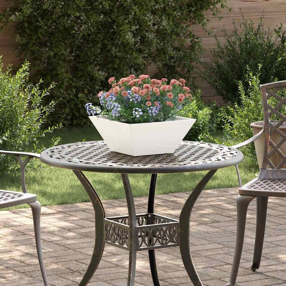 vidaXL Tuin Bloempot 5 pcs Wit 35 x 35 x 15 cm Koudgewalst staal afbeelding 1