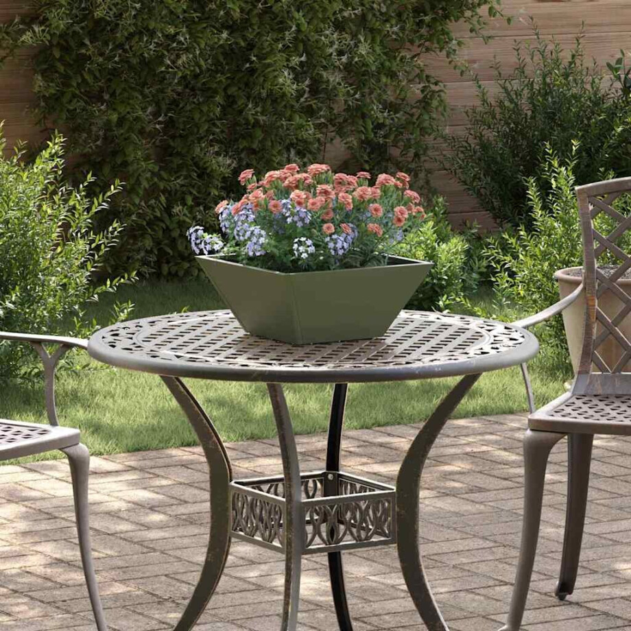 vidaXL Tuin Bloempot Olijf Groen 35 x 35 x 15 cm Koudgewalst staal afbeelding 1