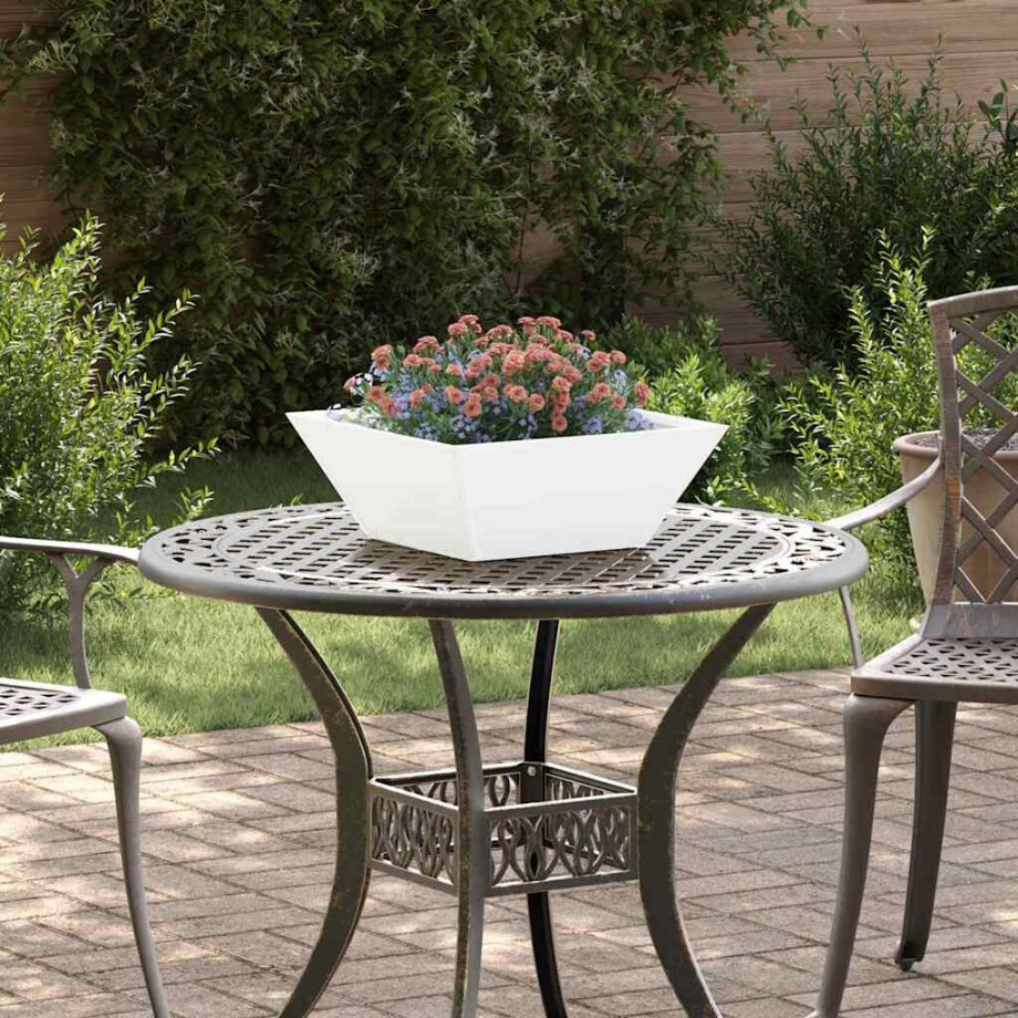 vidaXL Tuin Bloempot 5 pcs Wit 40 x 40 x 15 cm Koudgewalst staal afbeelding 1