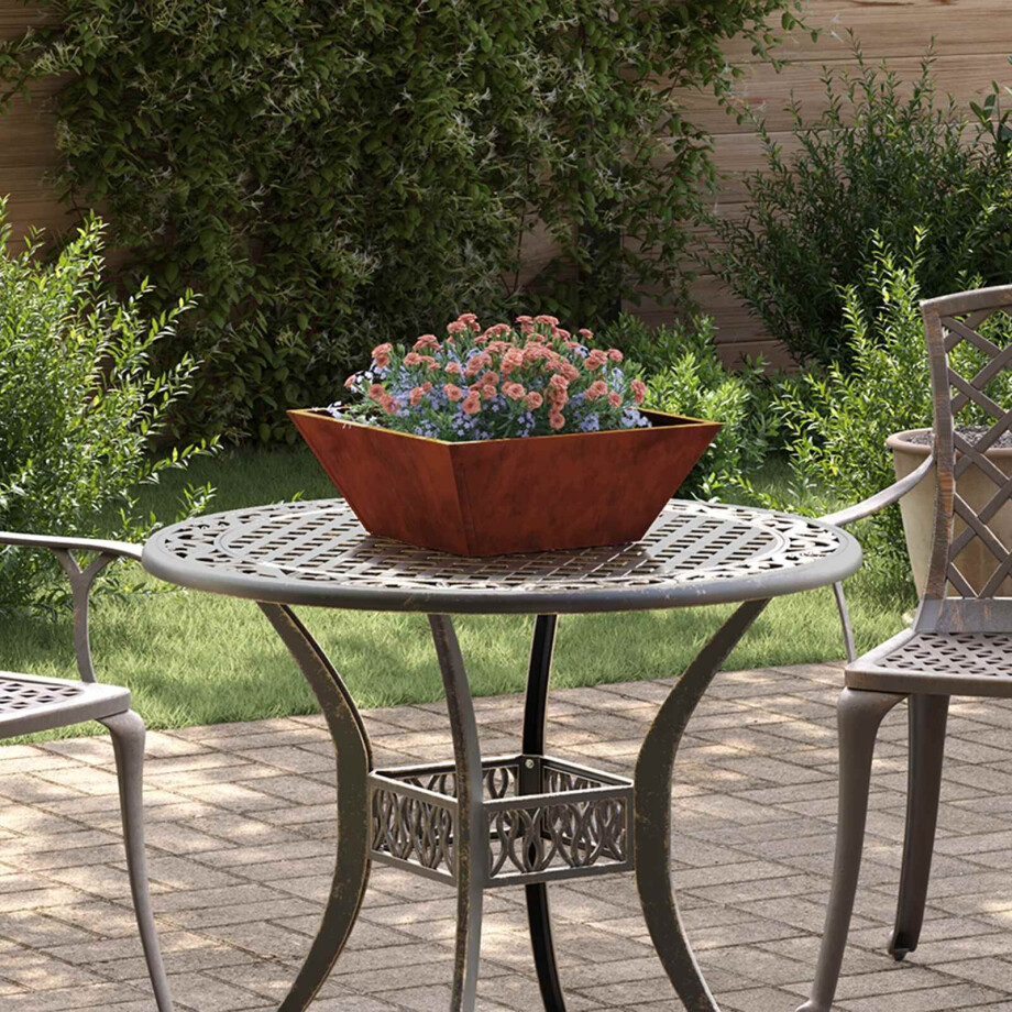 vidaXL Tuin Bloempot Roestig 40 x 40 x 15 cm Cortenstaal afbeelding 1