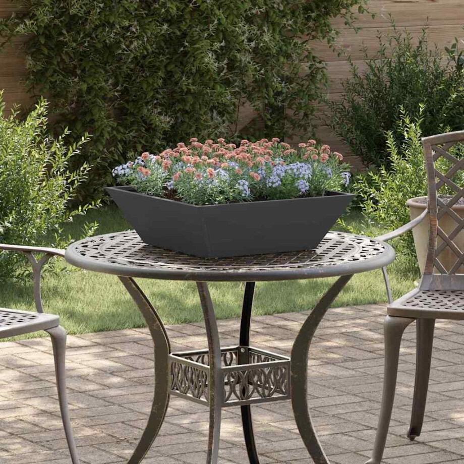 vidaXL Tuin Bloempot Zwart 50 x 50 x 15 cm Koudgewalst staal afbeelding 1
