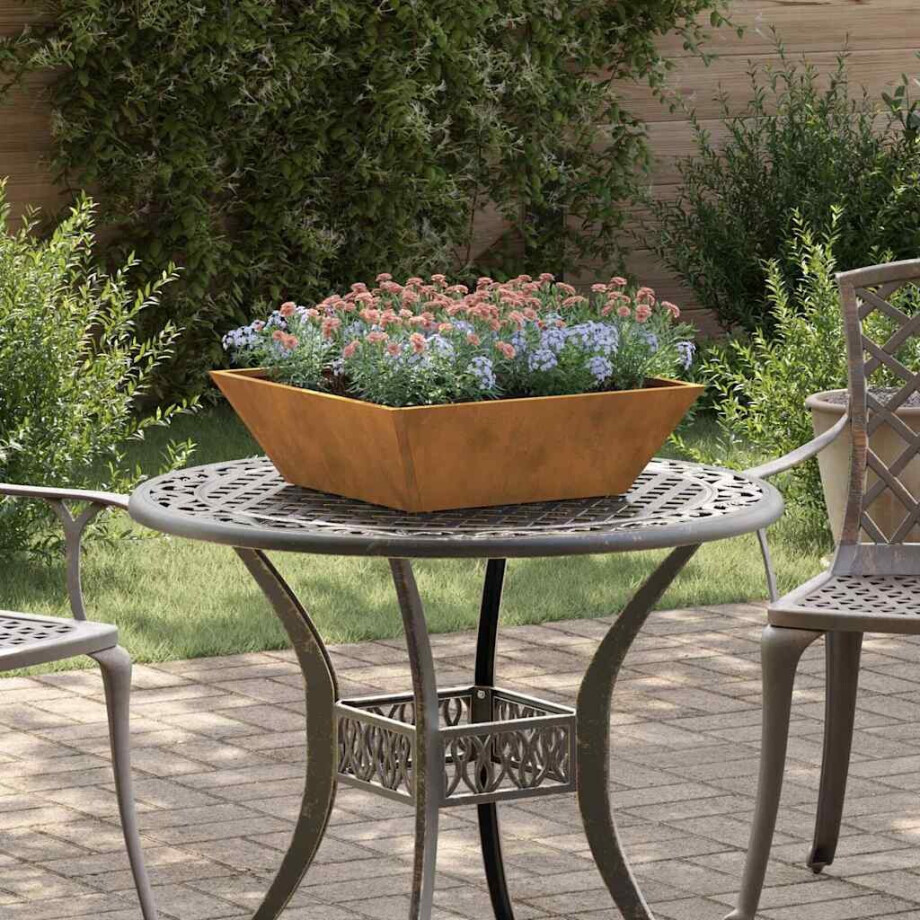 vidaXL Tuin Bloempot Roestig 50 x 50 x 15 cm Cortenstaal afbeelding 1