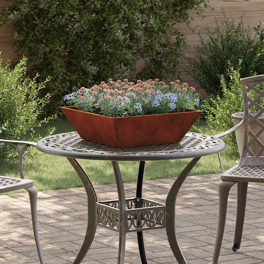 vidaXL Tuin Bloempot 5 pcs Roestig 50 x 50 x 15 cm Cortenstaal afbeelding 1