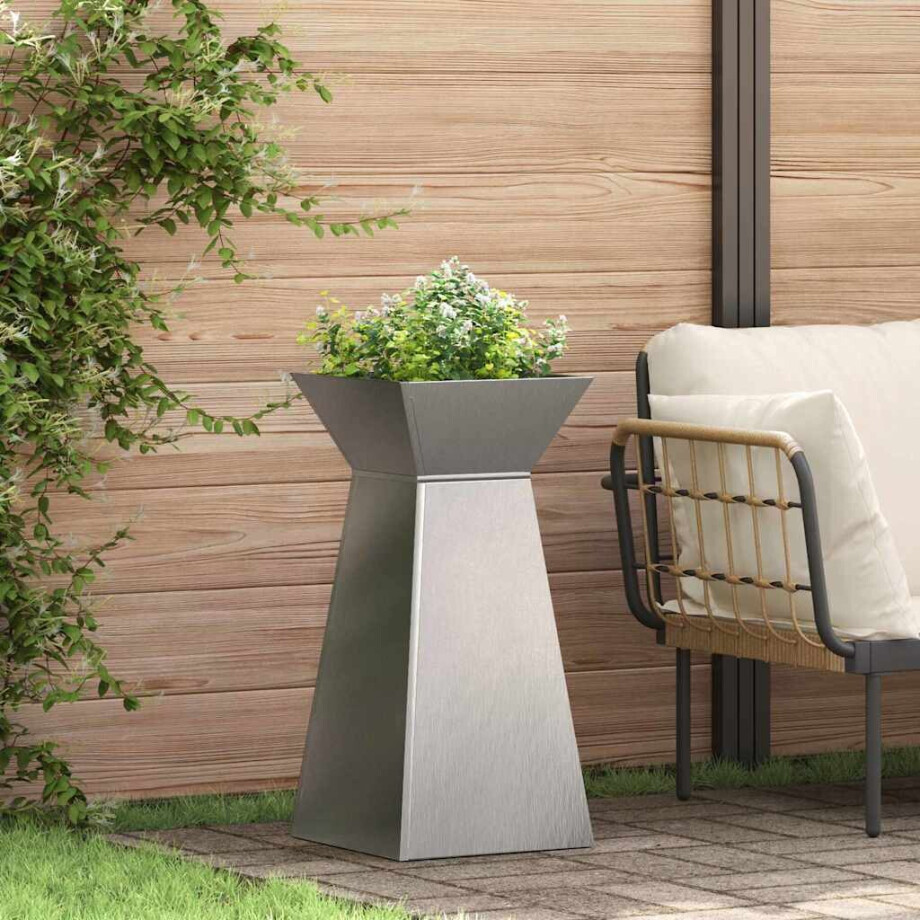 vidaXL Pilaar Plantenbak Zilver 35 x 35 x 73 cm Roestvrij staal afbeelding 1