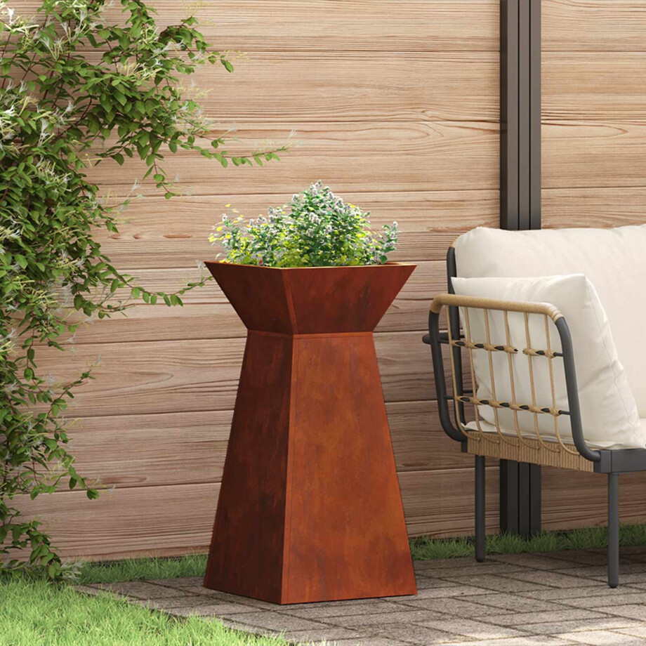 vidaXL Pilaar Plantenbak Zilver 35 x 35 x 73 cm Cortenstaal afbeelding 1