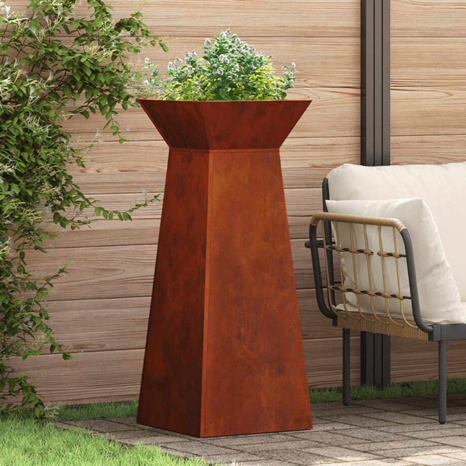 vidaXL Pilaar Plantenbak 2 pcs Zilver 40 x 40 x 100 cm Cortenstaal afbeelding 1