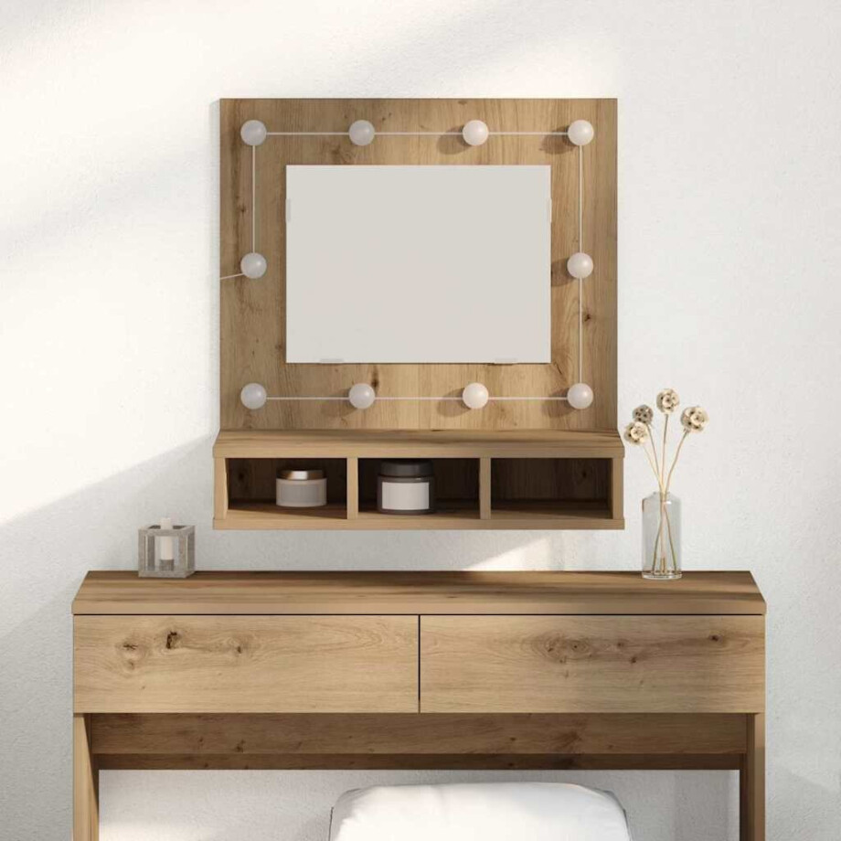vidaXL Spiegelkast Artisan Eiken 60 x 31,5 x 62 cm Bewerkt hout afbeelding 1