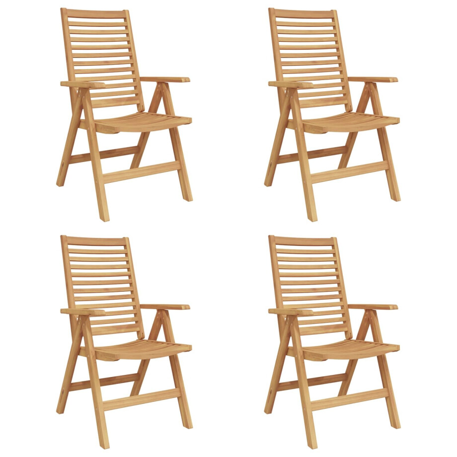 vidaXL Stoel 4 pcs Bruin 64.5 x 52 x 108 cm Massief Teakhout afbeelding 1