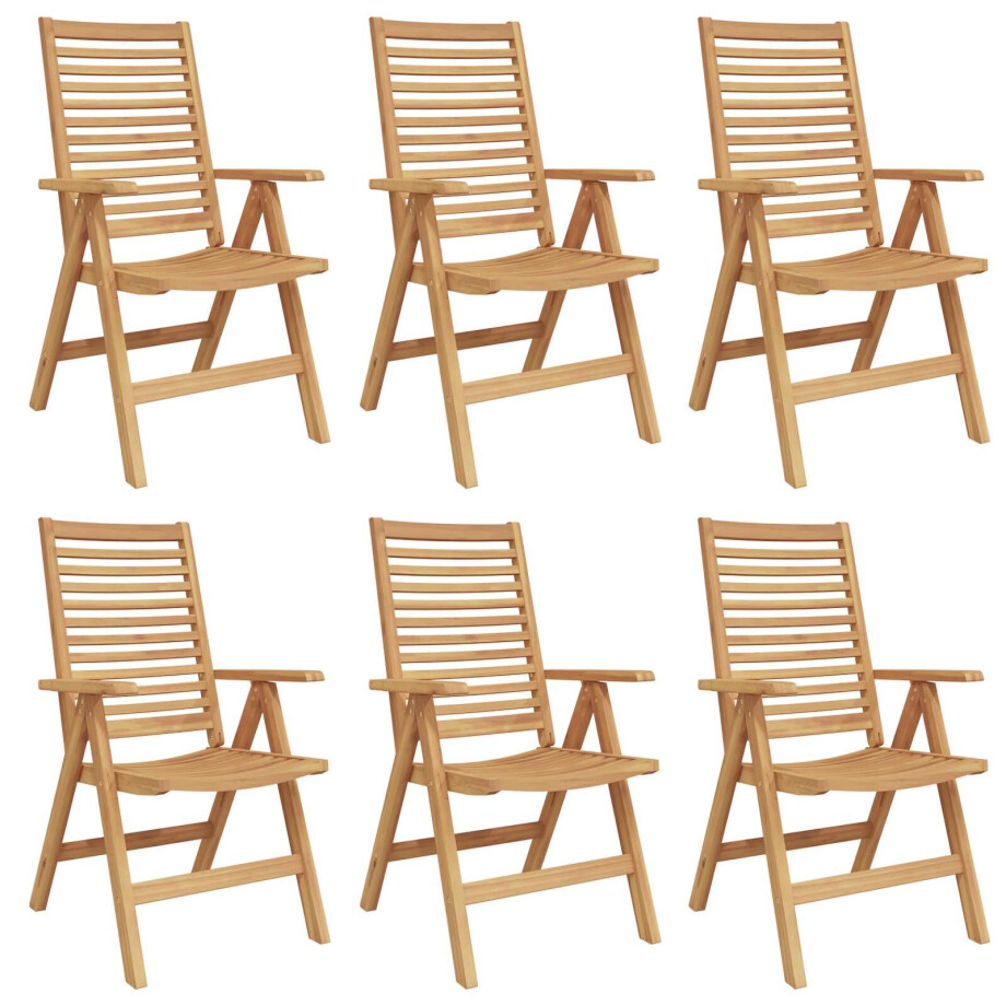 vidaXL Stoel 6 pcs Bruin 64.5 x 52 x 108 cm Massief Teakhout afbeelding 1