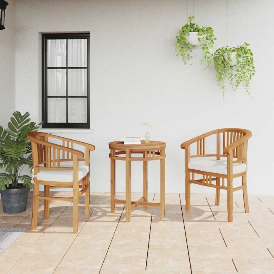 vidaXL Stoel met kussen 2 pcs Bruin 63 x 58 x 89 cm Massief Teakhout vidaXL Stoel met kussen 2 pcs Bruin 63 x 58 x 89 cm Massief Teakhout afbeelding 1