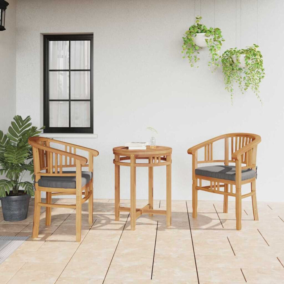 vidaXL Stoel met kussen 2 pcs Bruin 63 x 58 x 89 cm Massief Teakhout vidaXL Stoel met kussen 2 pcs Bruin 63 x 58 x 89 cm Massief Teakhout afbeelding 1