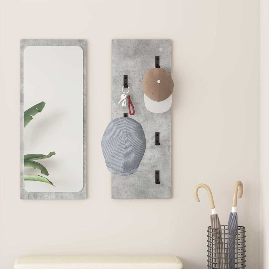 vidaXL Wandgemonteerde kapstok met opslag Beton Grijs 30 x 1,5 x 80 cm afbeelding 1