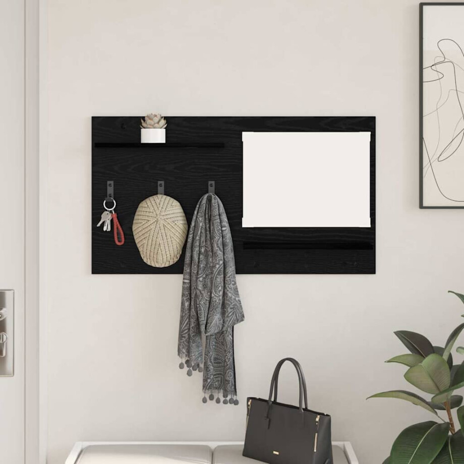 vidaXL Wandgemonteerde kapstok met plank Zwart Eiken 90 x 10 x 50 cm vidaXL Wandgemonteerde kapstok met plank Zwart Eiken 90 x 10 x 50 cm afbeelding 1