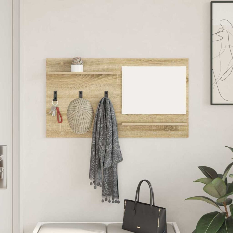 vidaXL Wandgemonteerde kapstok met plank Sonoma Eiken 90 x 10 x 50 cm afbeelding 1