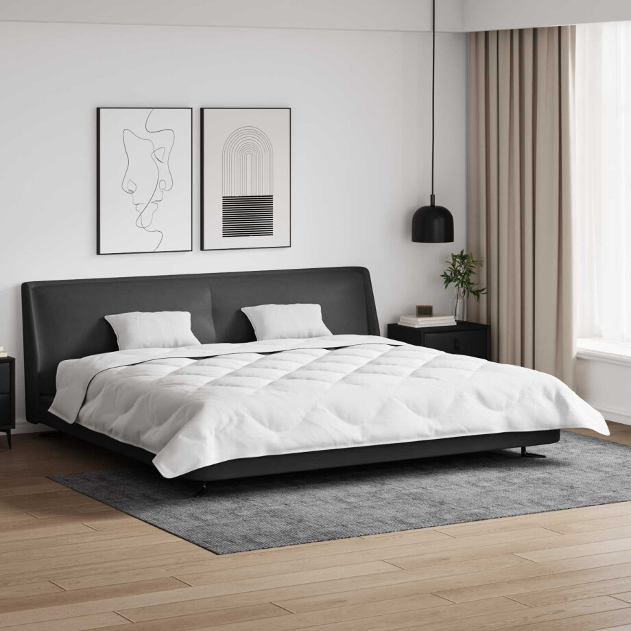 vidaXL Dekbed met Kussens 3 pcs Wit Microfiber en Dons Feather afbeelding 1