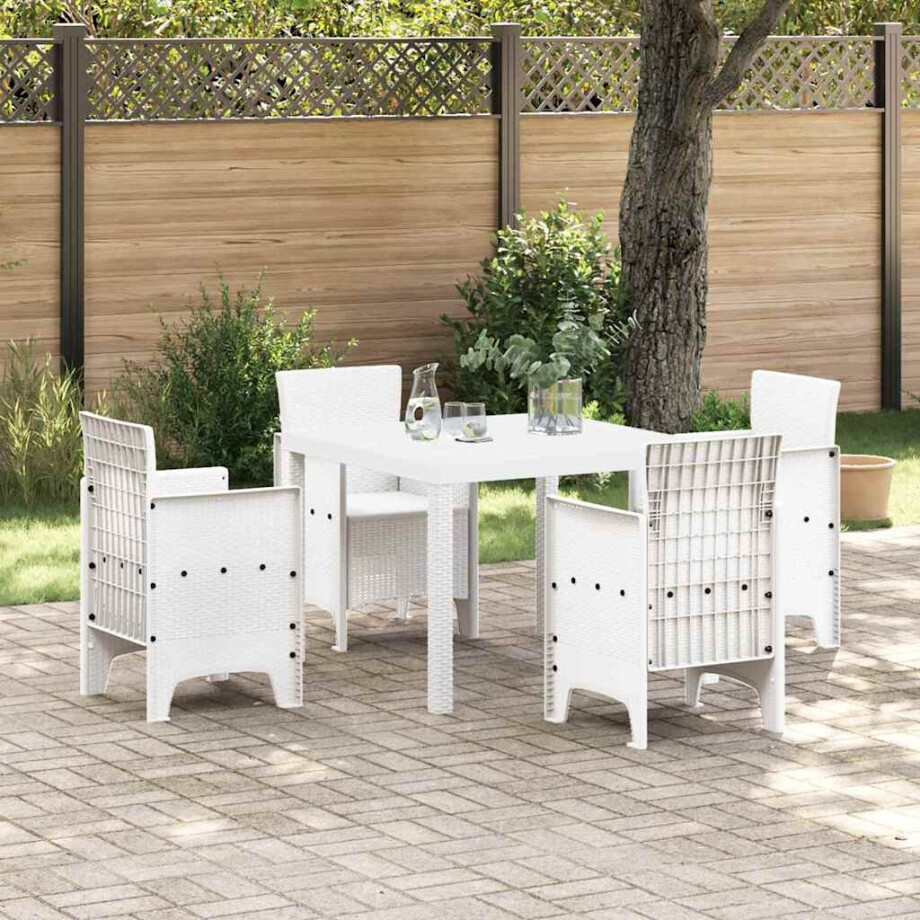 vidaXL Tuinstafel Wit 100 x 100 x 73 cm poly rattan afbeelding 1