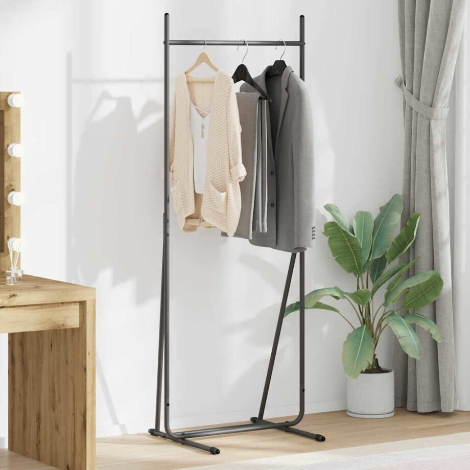 vidaXL Kledingrek Zwart 62 x 48 x 158 cm Staal afbeelding 1