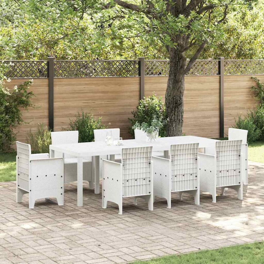 vidaXL Tuinstafel Wit 250 x 100 x 73 cm poly rattan afbeelding 1