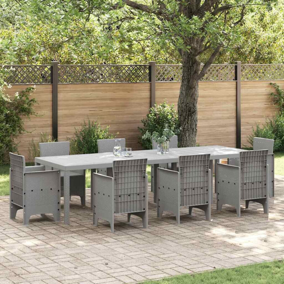 vidaXL Tuinstafel Lichtgrijs 300 x 100 x 73 cm poly rattan afbeelding 1