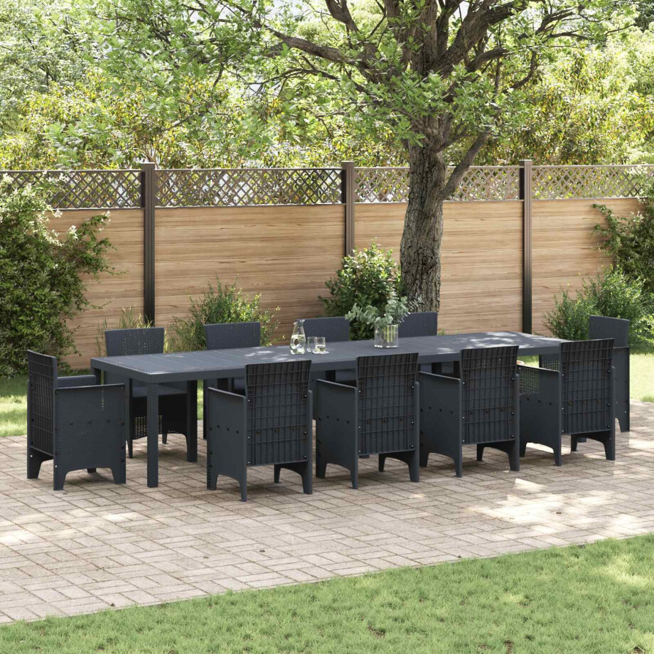 vidaXL Tuinstafel Antraciet 350 x 100 x 74 cm poly rattan afbeelding 1