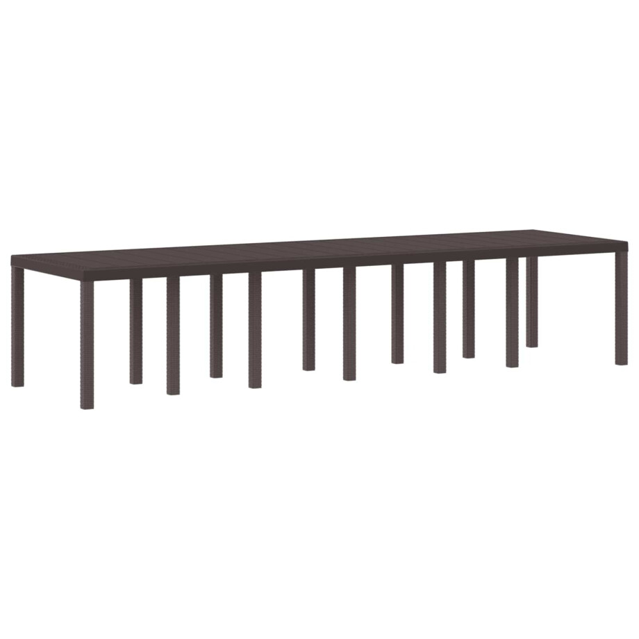 vidaXL Tuinstafel Bruin 350 x 100 x 74 cm poly rattan afbeelding 1