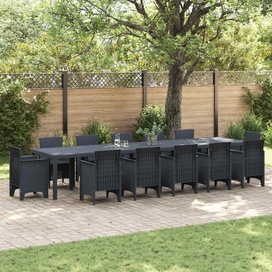 vidaXL Tuinstafel Antraciet 400 x 100 x 73 cm poly rattan afbeelding 1