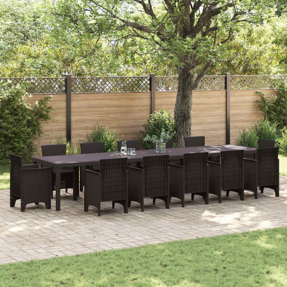 vidaXL Tuinstafel Bruin 400 x 100 x 73 cm poly rattan afbeelding 1