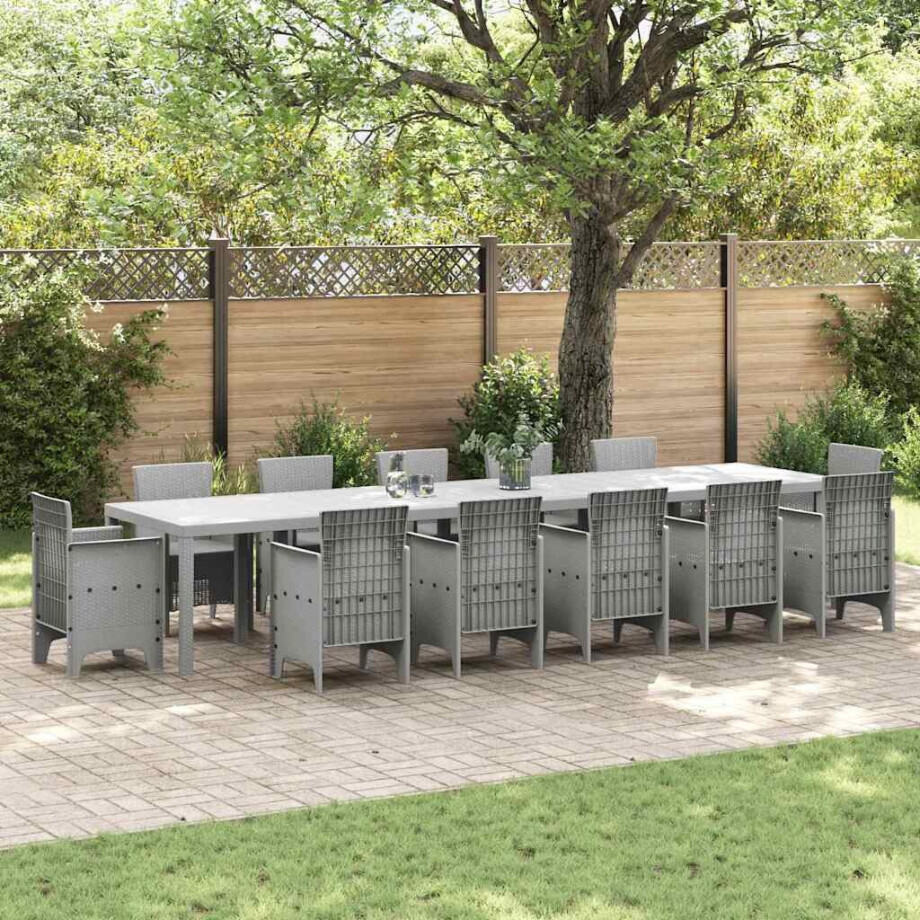 vidaXL Tuinstafel Lichtgrijs 400 x 100 x 73 cm poly rattan afbeelding 1