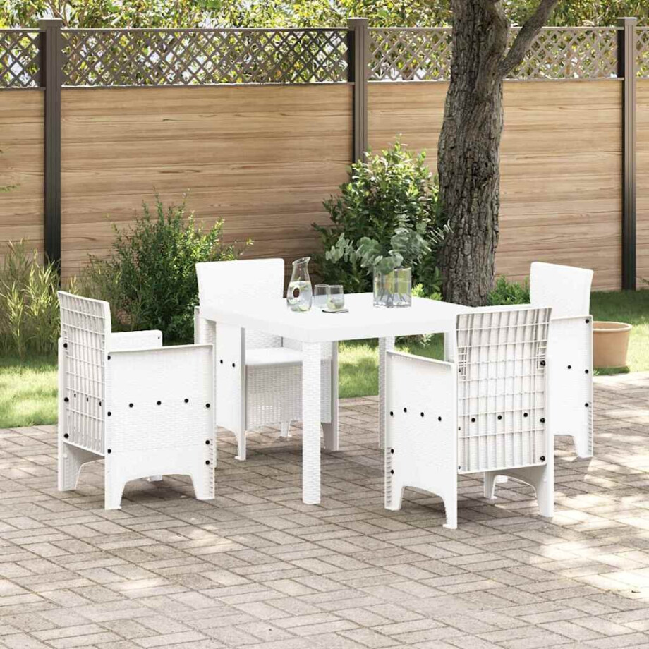 vidaXL Tuin Eetset 5 pcs Wit Polypropyleen afbeelding 1