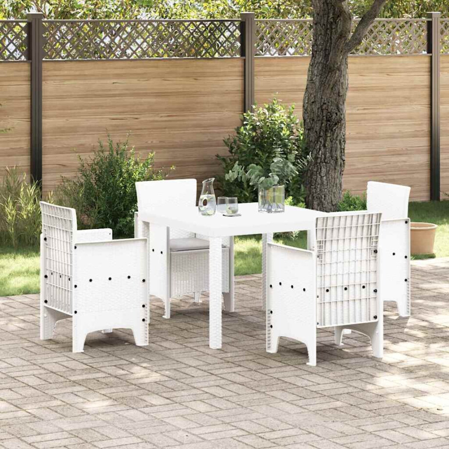 vidaXL Tuin Eetset 5 pcs Wit Polypropyleen afbeelding 1