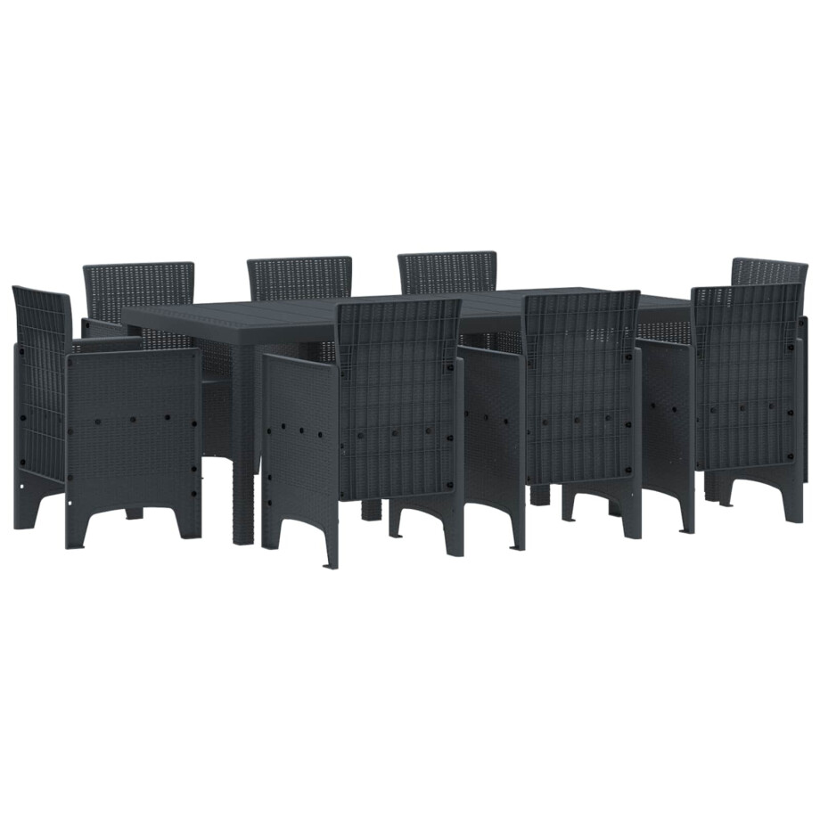 vidaXL Tuin eettafelset 9 pcs Antraciet Polypropyleen afbeelding 1