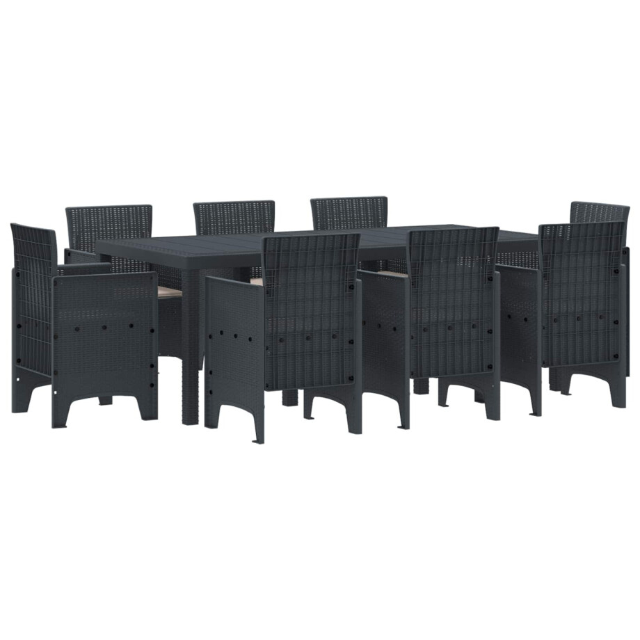 vidaXL Tuin eettafelset 9 pcs Antraciet Polypropyleen afbeelding 1