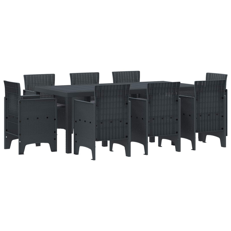 vidaXL Tuin eettafelset 9 pcs Antraciet Polypropyleen afbeelding 1