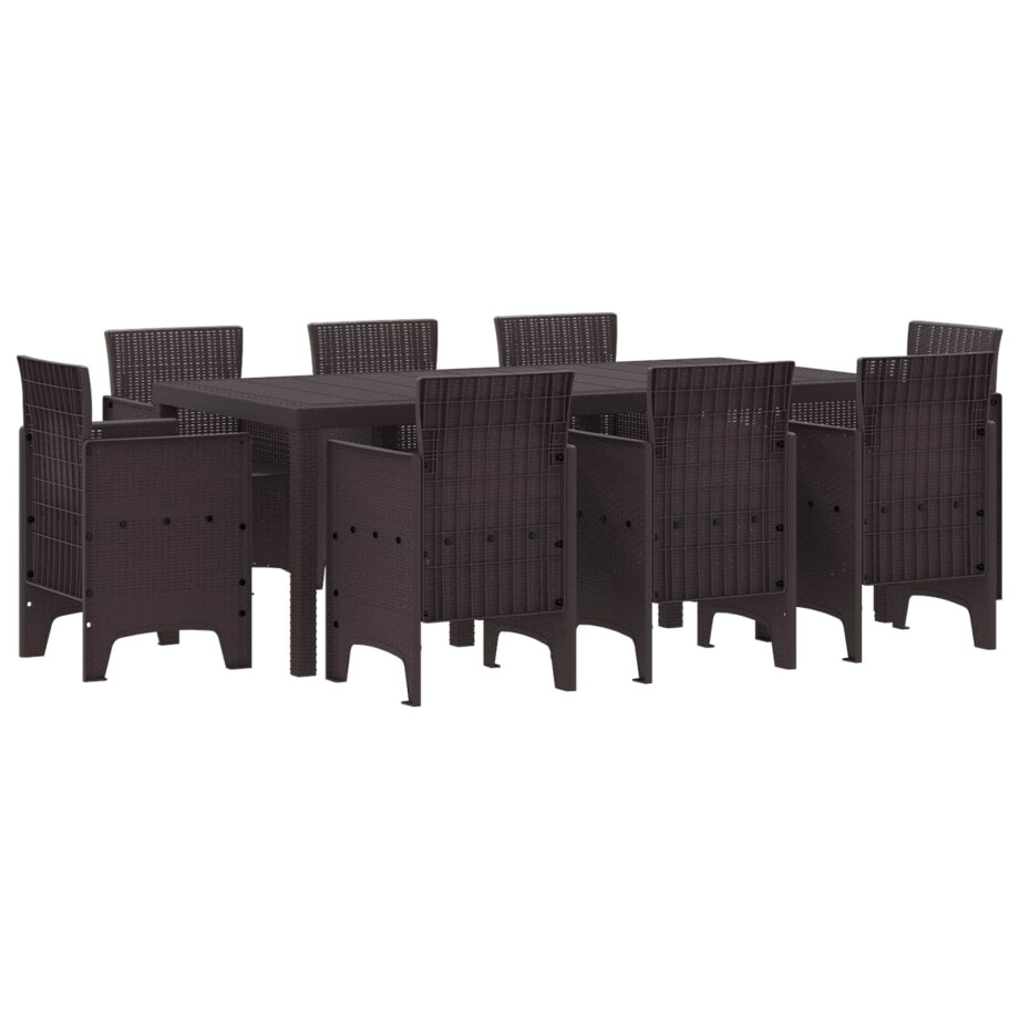 vidaXL Tuin eettafelset 9 pcs Bruin Polypropyleen afbeelding 1