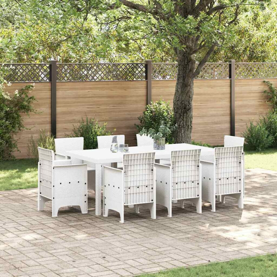 vidaXL Tuin Eetset 9 pcs Wit Polypropyleen vidaXL Tuin Eetset 9 pcs Wit Polypropyleen afbeelding 1