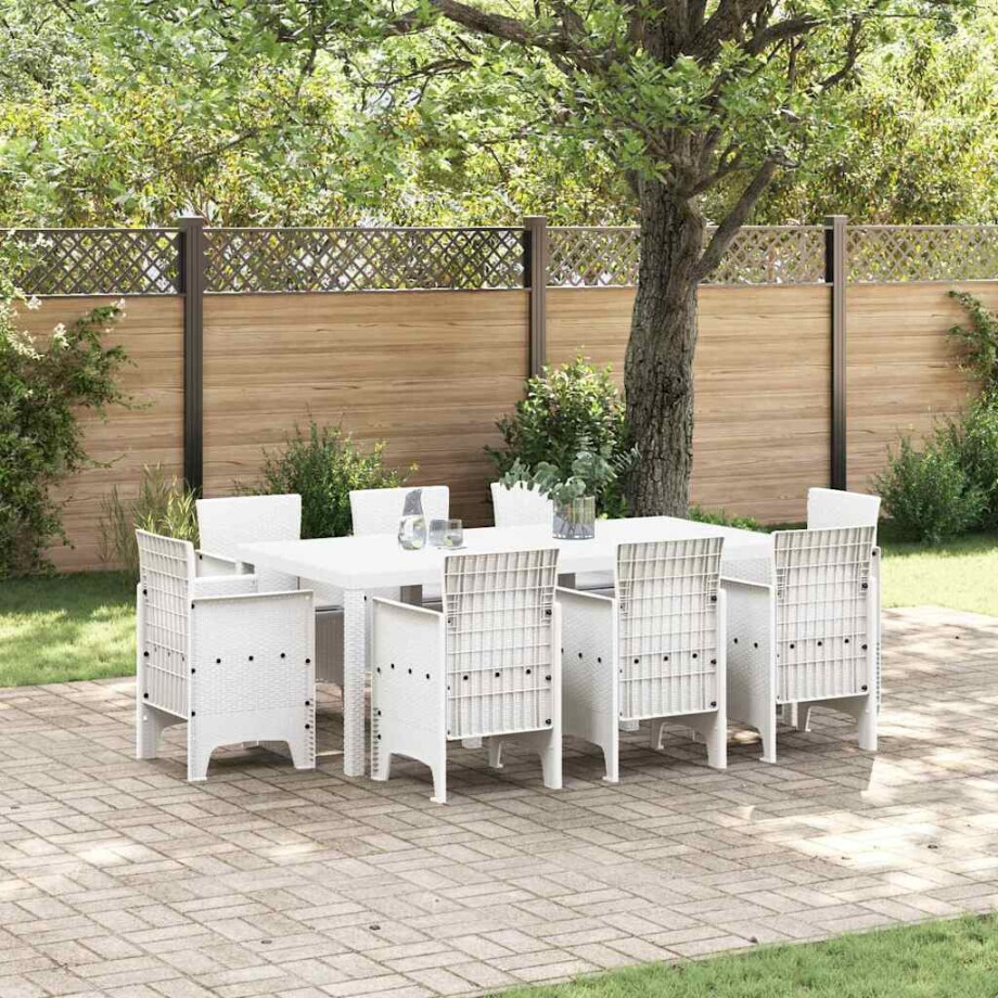 vidaXL Tuin eettafelset 9 pcs Wit Polypropyleen afbeelding 1