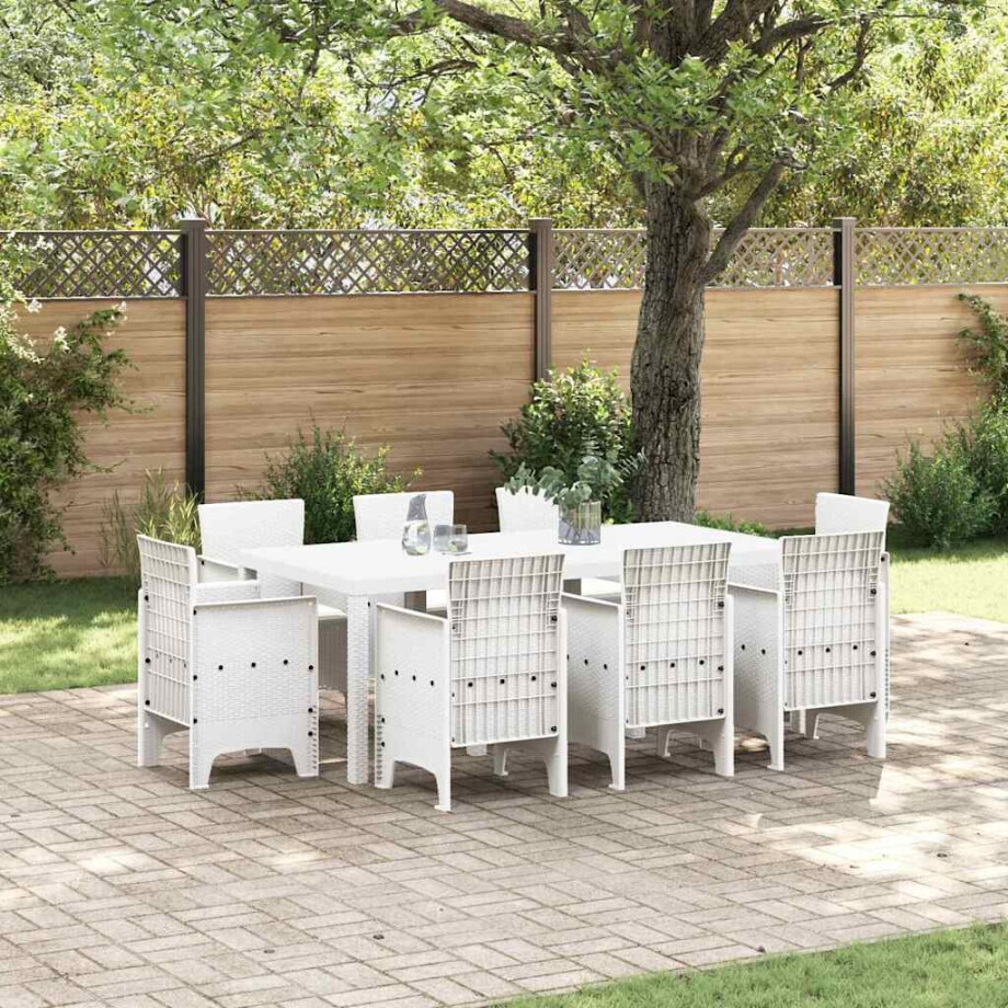 vidaXL Tuin eettafelset 9 pcs Wit Polypropyleen afbeelding 1