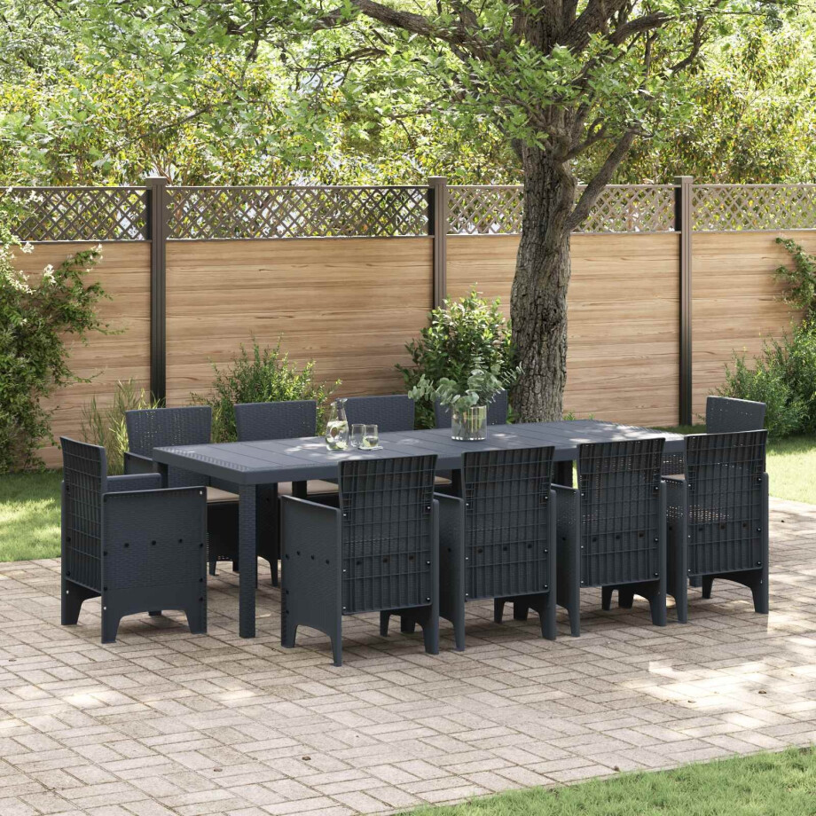 vidaXL Tuin Eetset 11 pcs Antraciet Polypropyleen vidaXL Tuin Eetset 11 pcs Antraciet Polypropyleen afbeelding 1