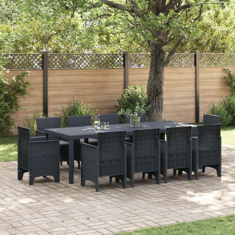 vidaXL Tuin Eetset 11 pcs Antraciet Polypropyleen afbeelding 1