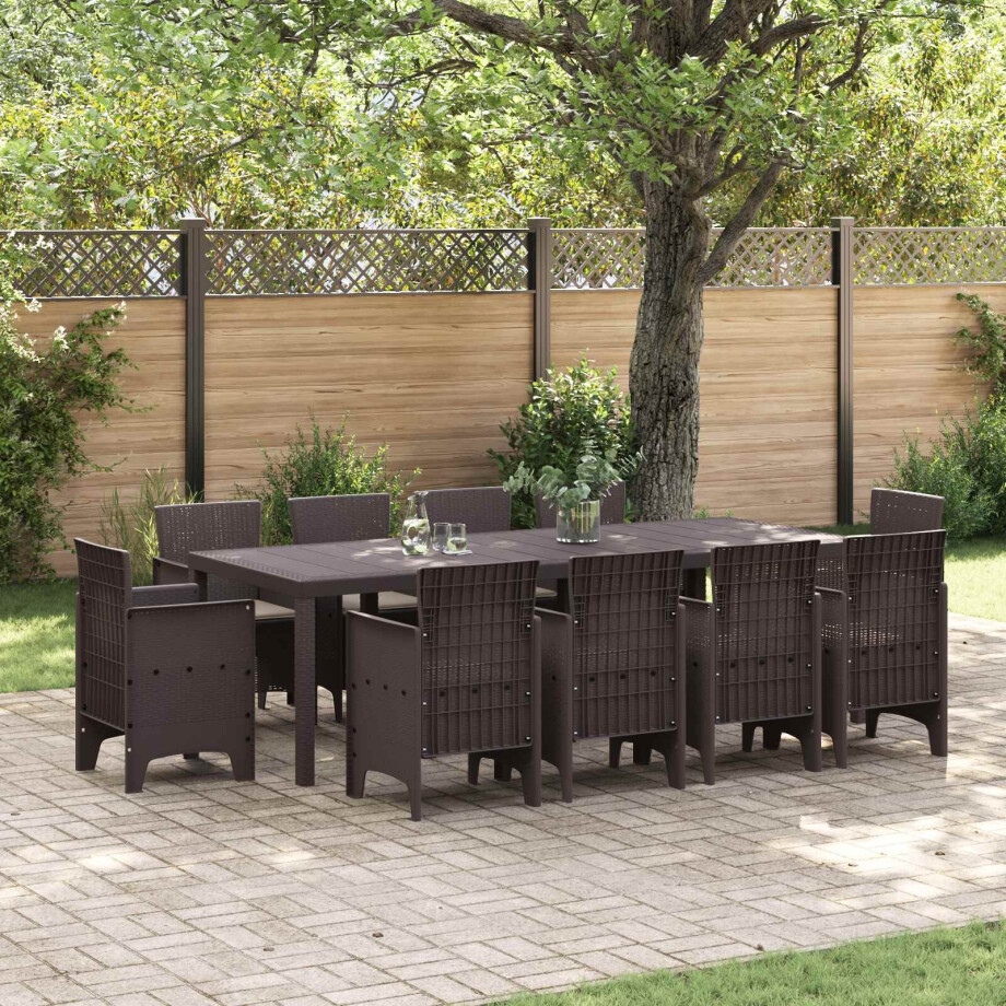 vidaXL Tuin Eetset 11 pcs Bruin Polypropyleen afbeelding 1
