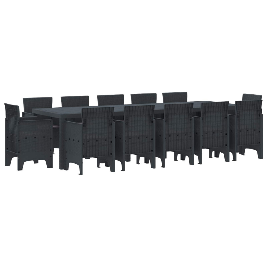 vidaXL Tuin Eetset met kussen 13 pcs Antraciet Kunststof afbeelding 1