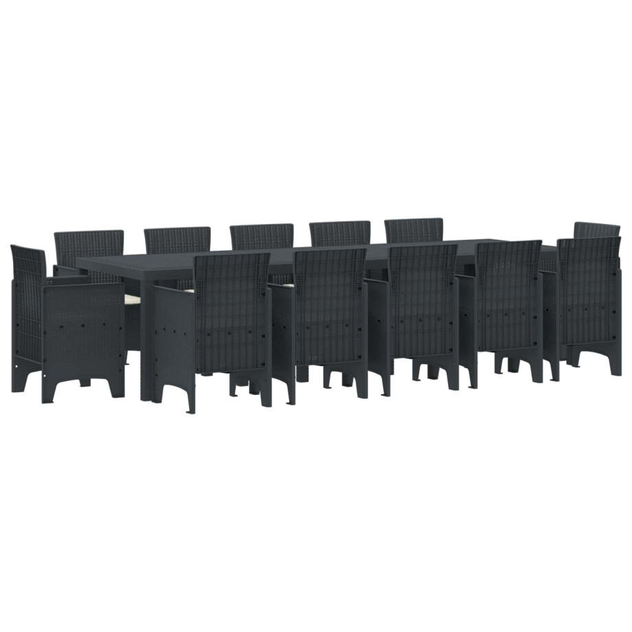 vidaXL Tuin Eetset met kussen 13 pcs Antraciet Polyrattan vidaXL Tuin Eetset met kussen 13 pcs Antraciet Polyrattan afbeelding 1
