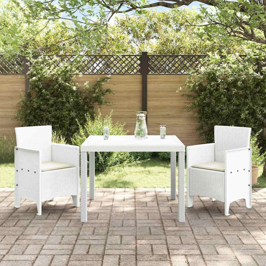 vidaXL Tuin Eetset 3 pcs Wit Polypropyleen vidaXL Tuin Eetset 3 pcs Wit Polypropyleen afbeelding 1