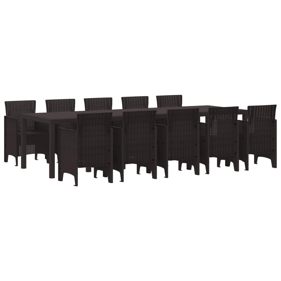 vidaXL Tuin Eetset met kussen 11 pcs Bruin Rattan afbeelding 1