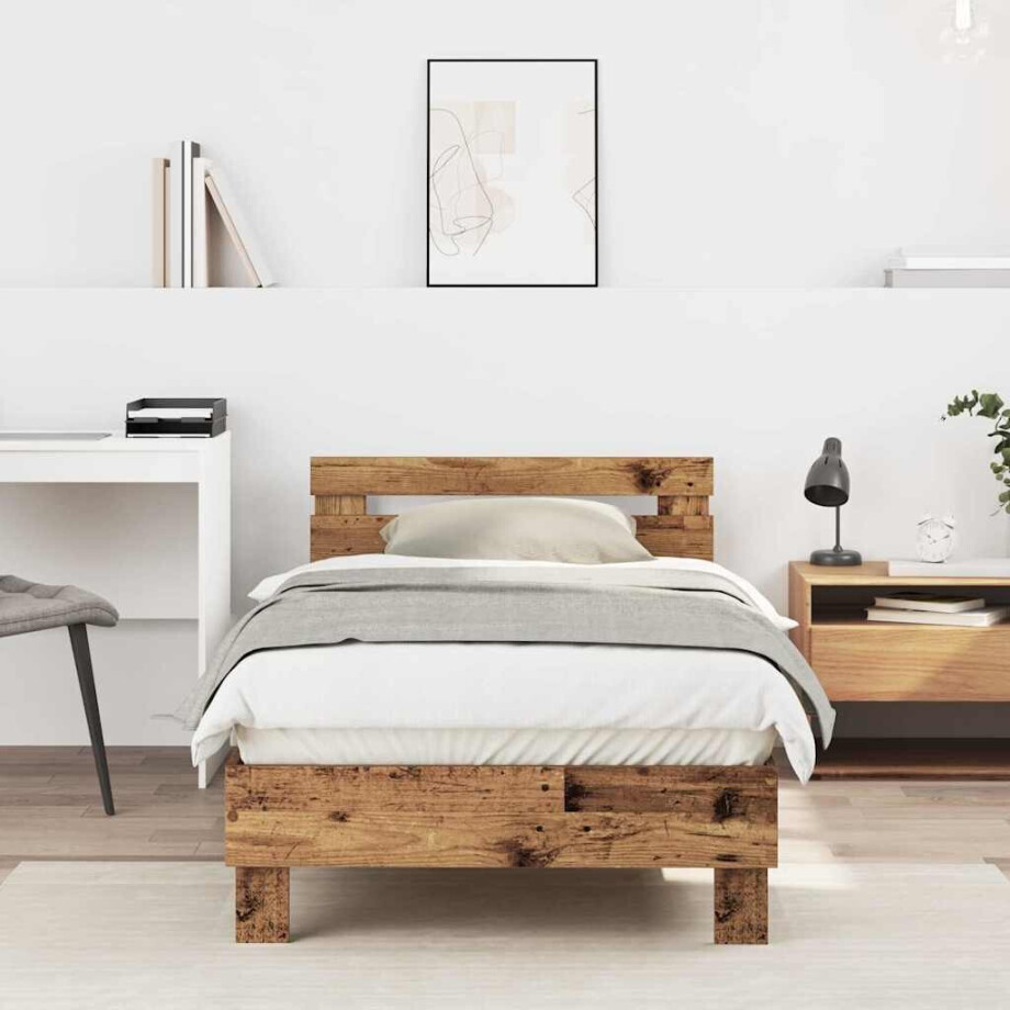 vidaXL Bedframe Oud Hout 193 x 95 x 88 cm Massief Eikenhout afbeelding 1