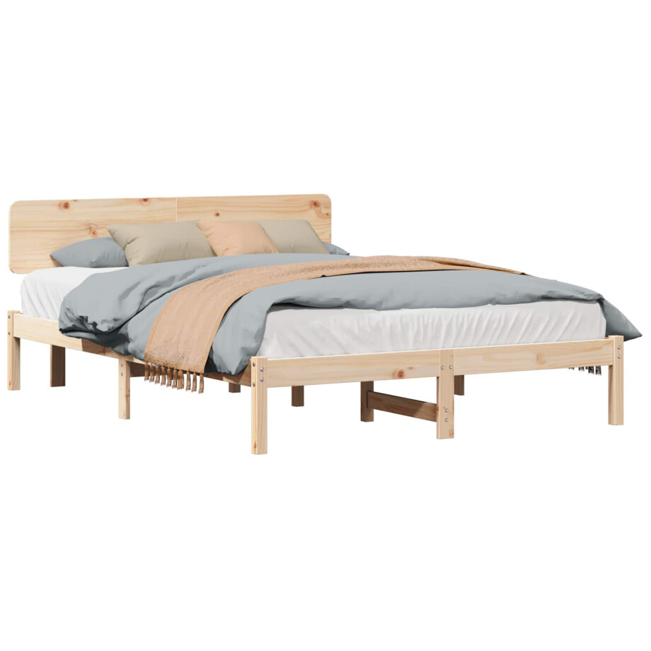 vidaXL Bedframe met hoofdeinde Naturel 140 x 200 cm Massief grenenhout vidaXL Bedframe met hoofdeinde Naturel 140 x 200 cm Massief grenenhout afbeelding 1